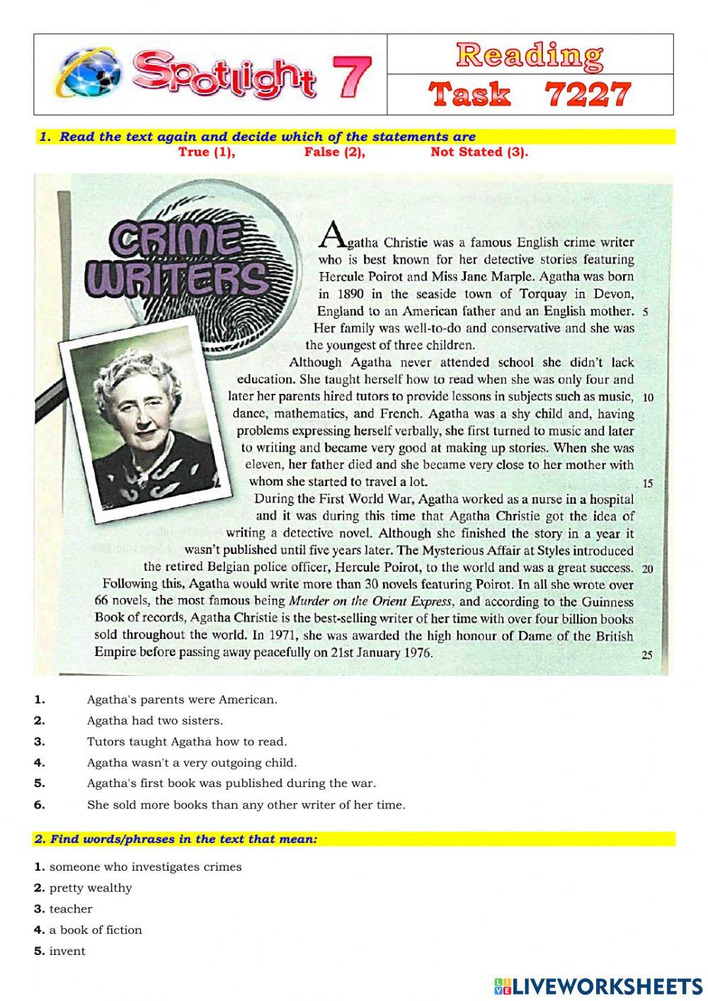 Spotlight 7 Task 7227