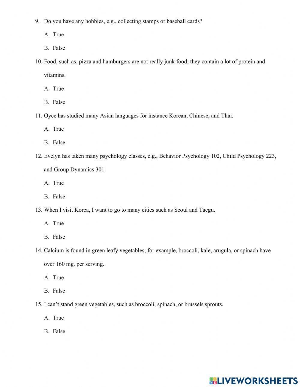 Asking and giving example