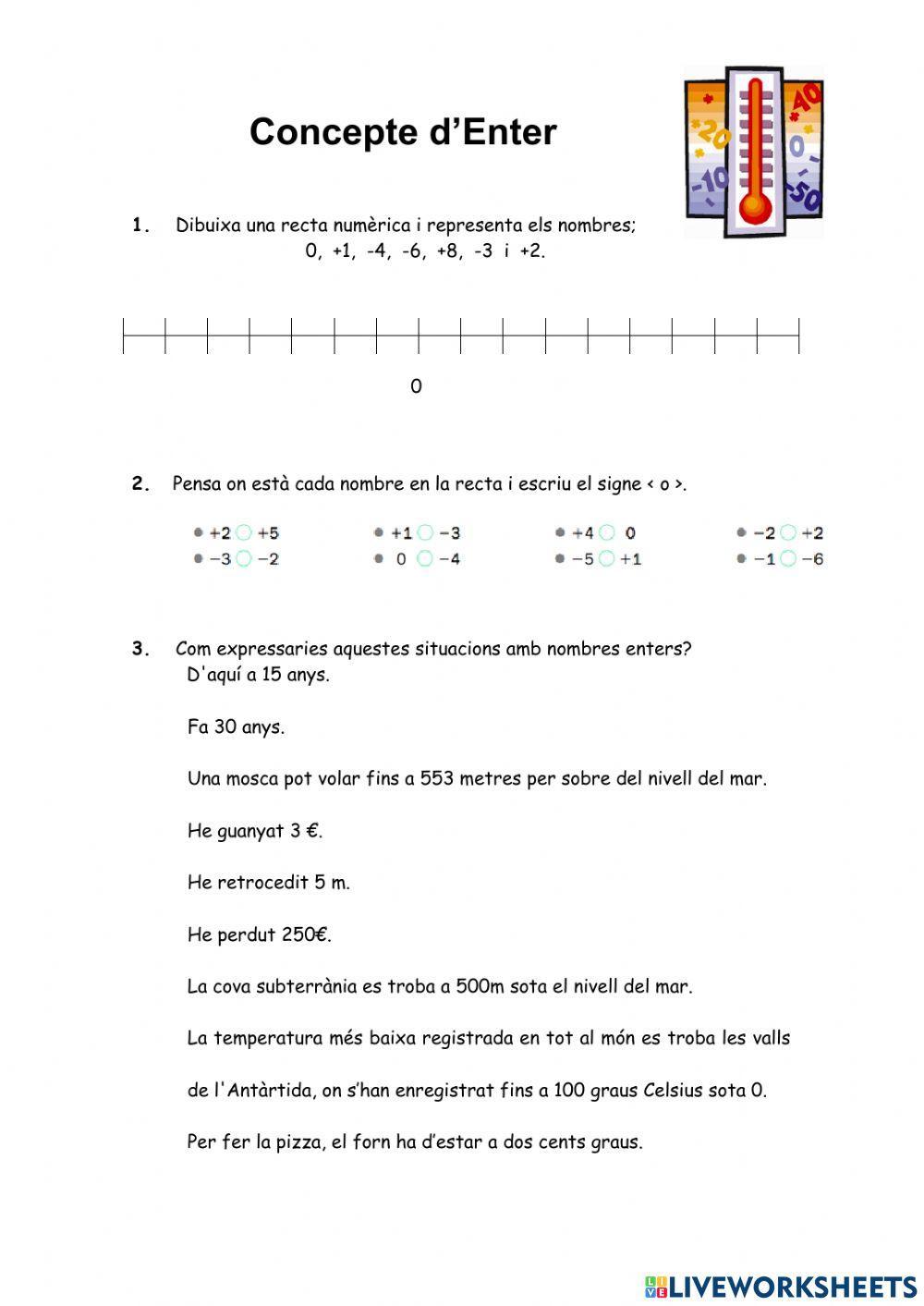 Concepte de nombres enters
