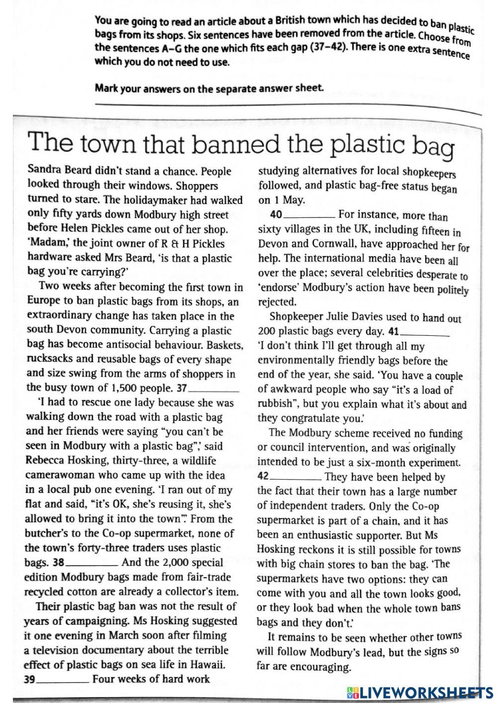 The Environment: Reading (Plastic)