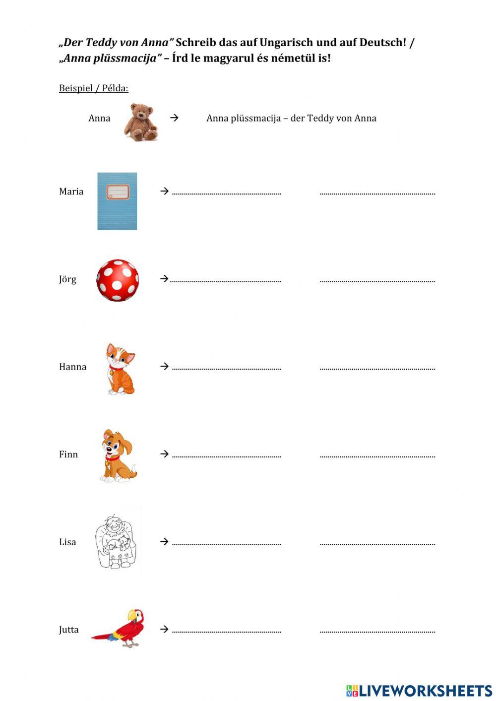 -der Teddy von Anna- - A -von- birtokos szerkezet