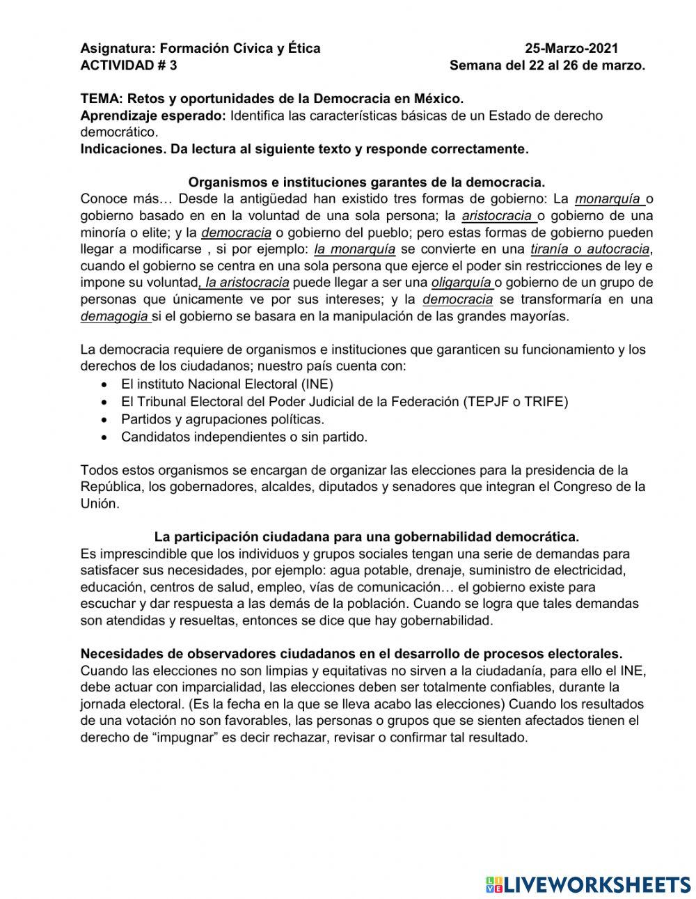 Retos y oportunidades de la democracia en mexico