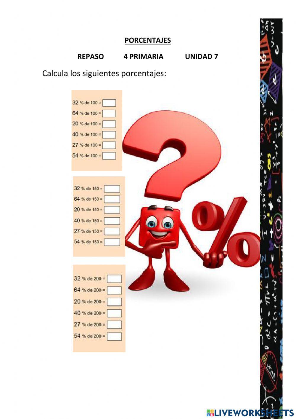 Matemáticas: porcentajes