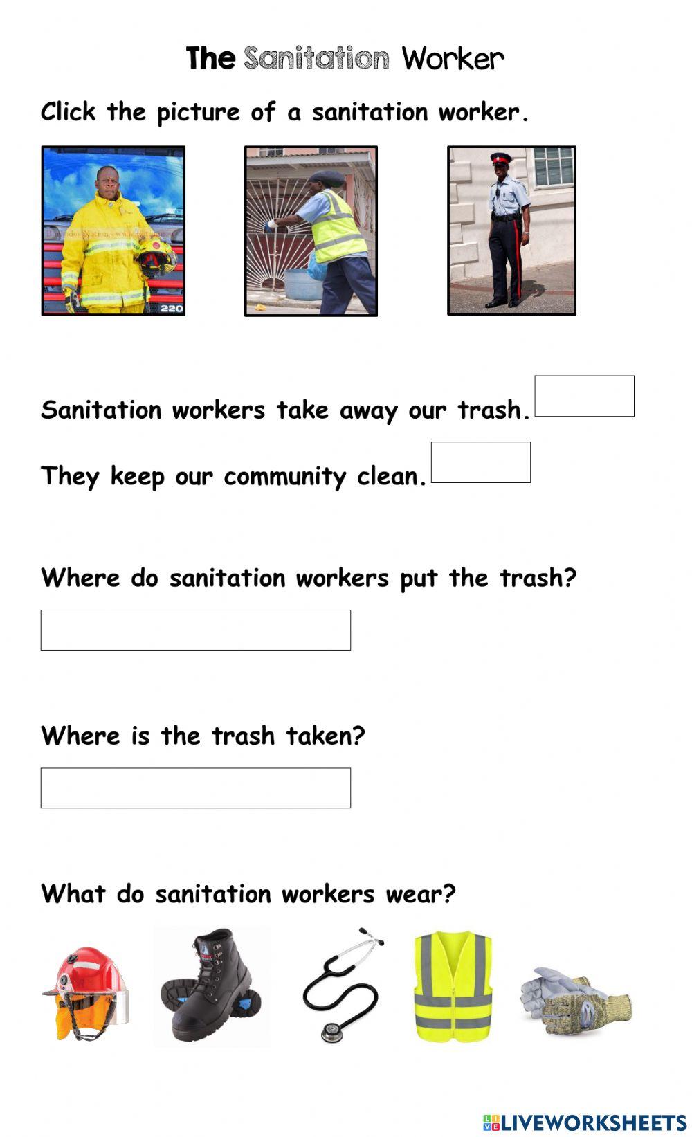The Sanitation … Free Interactive Worksheets 6503521