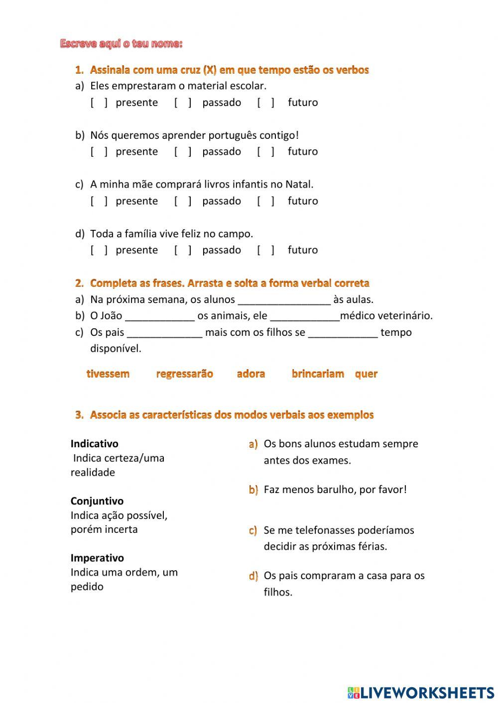 Ficha verbos e modos