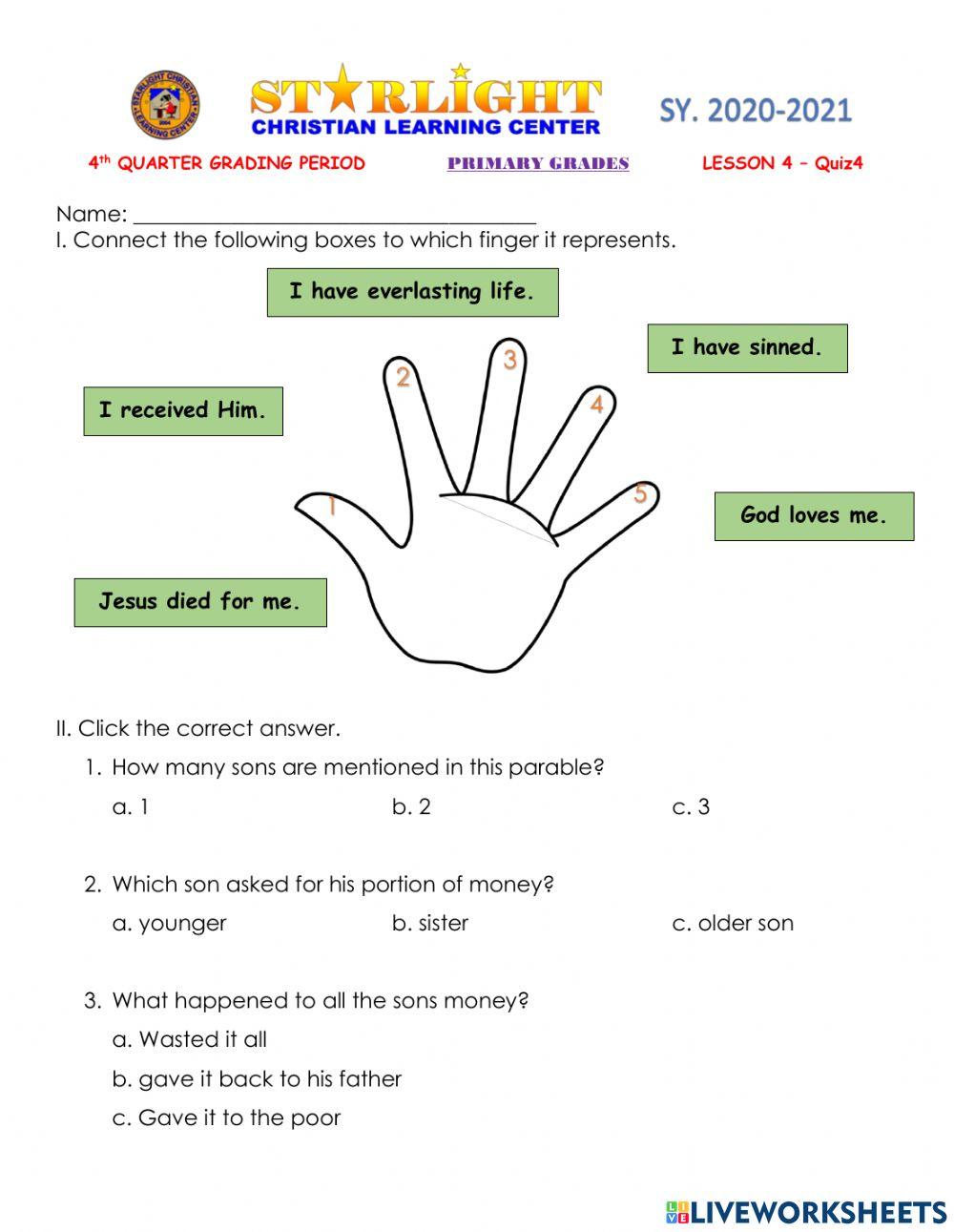 CL Primary - 4th Quarter - Quiz - 4