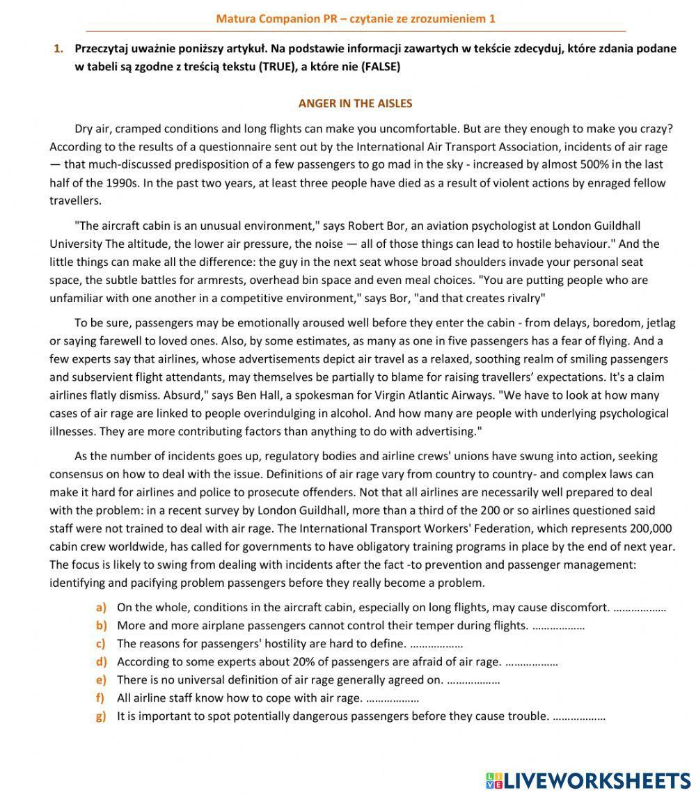 Matura Companion PR - czytanie ze zrozumieniem 1