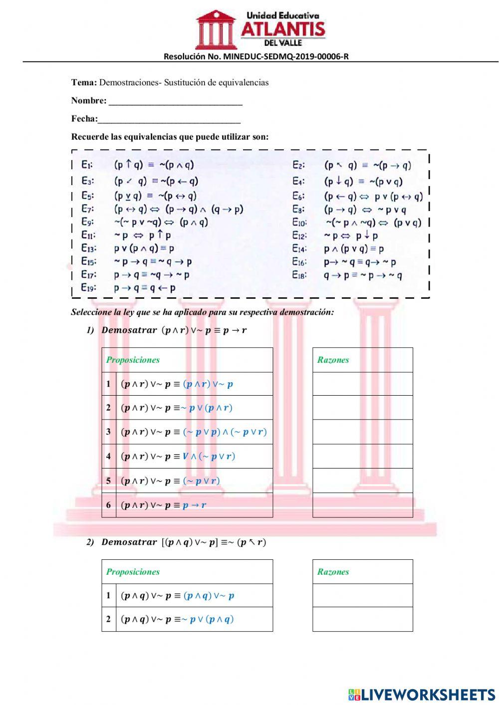 Demostración-Sustitución de equivalencias