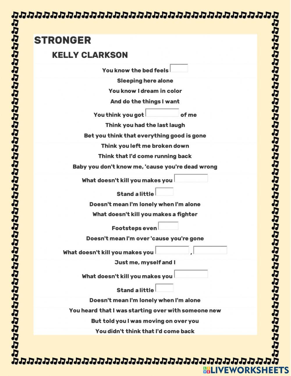 Degrees of comparison adjectives - Stronger, Kelly Clarkson