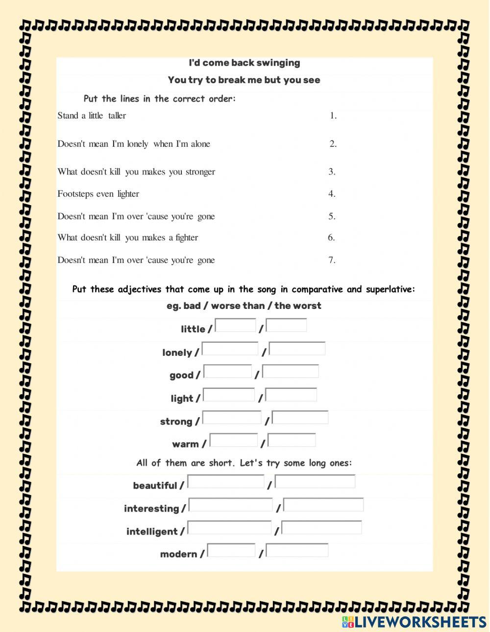 Degrees of comparison adjectives - Stronger, Kelly Clarkson