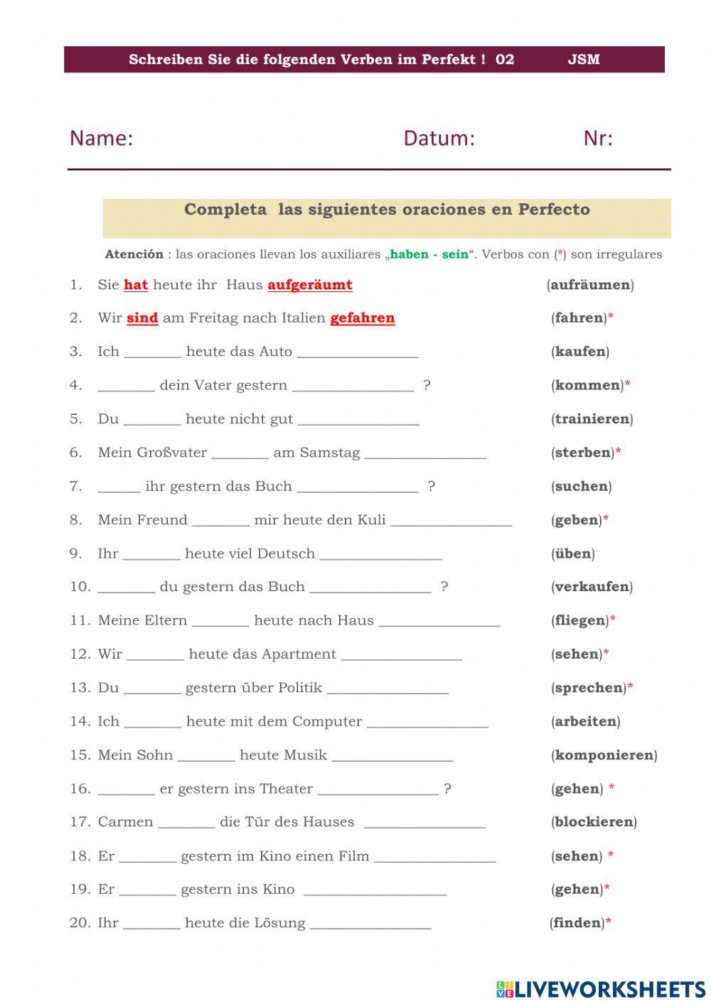 Ejercicio de Perfecto 02 Desplegable