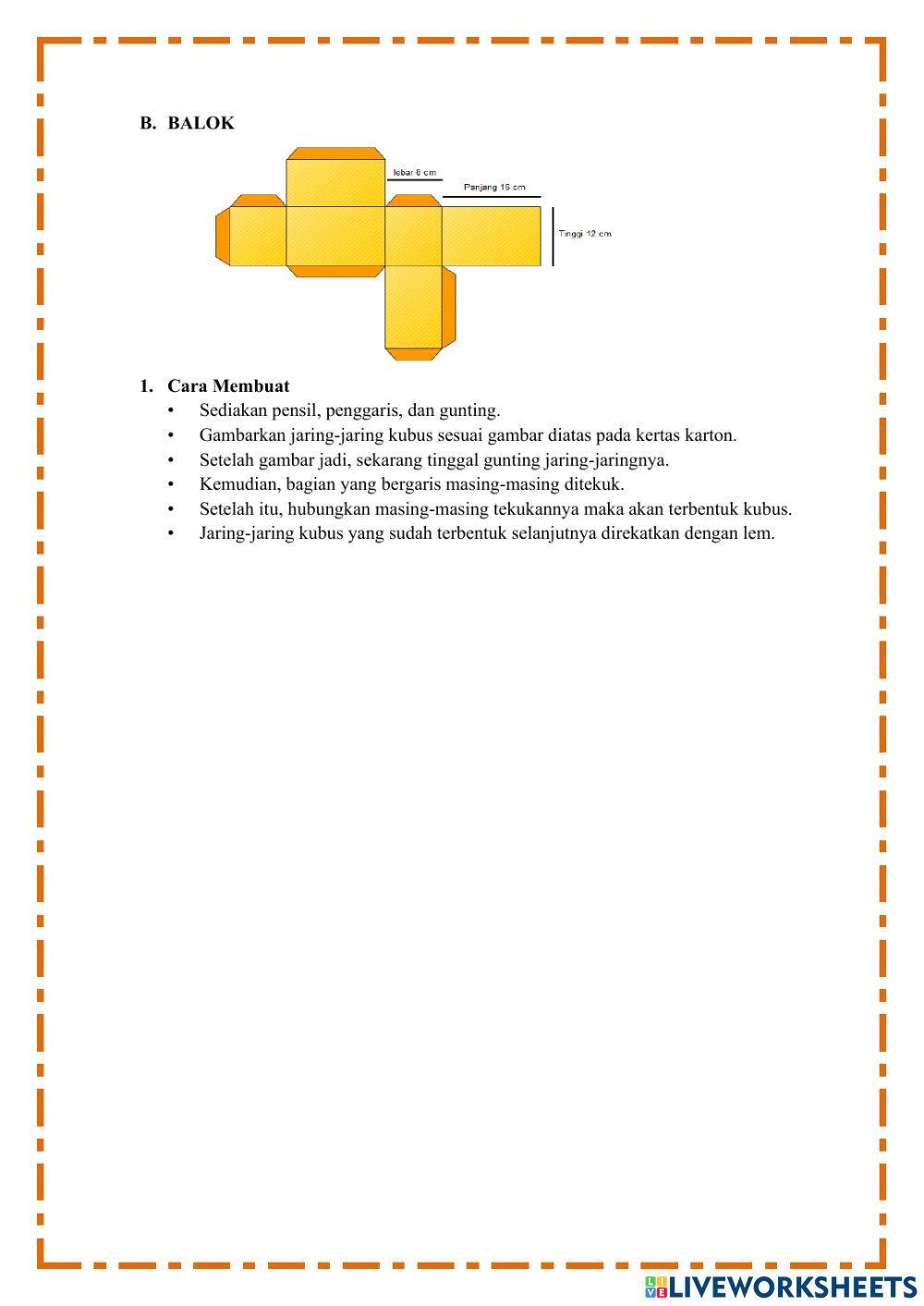 LKPD Matematika (Jaring-Jaring Kubus & Balok)