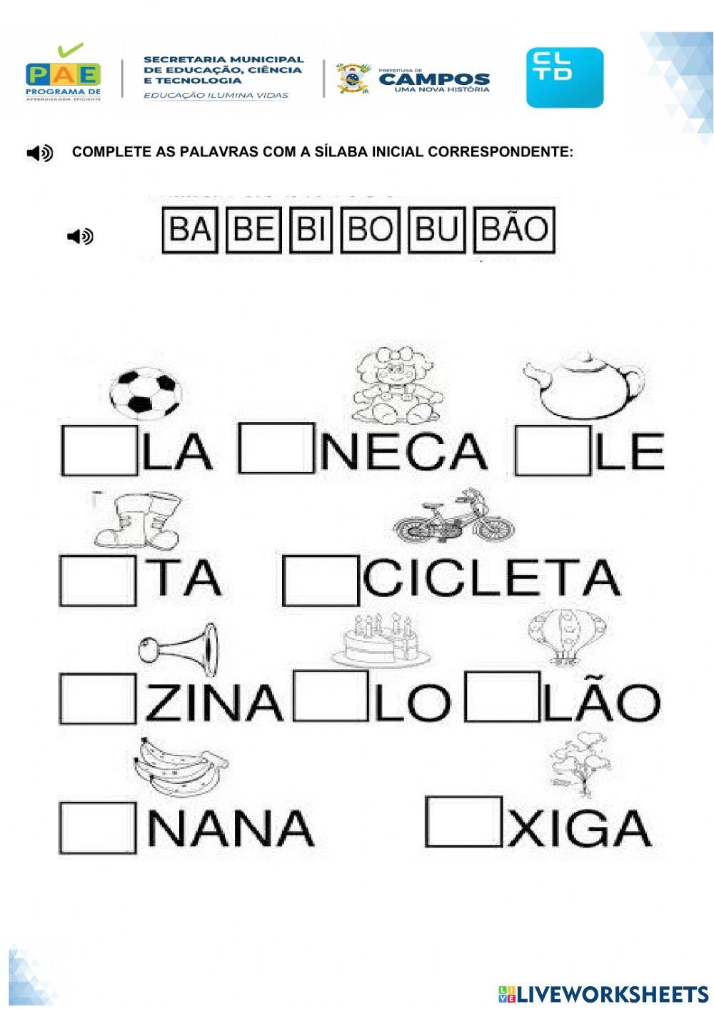 Família silábica do B