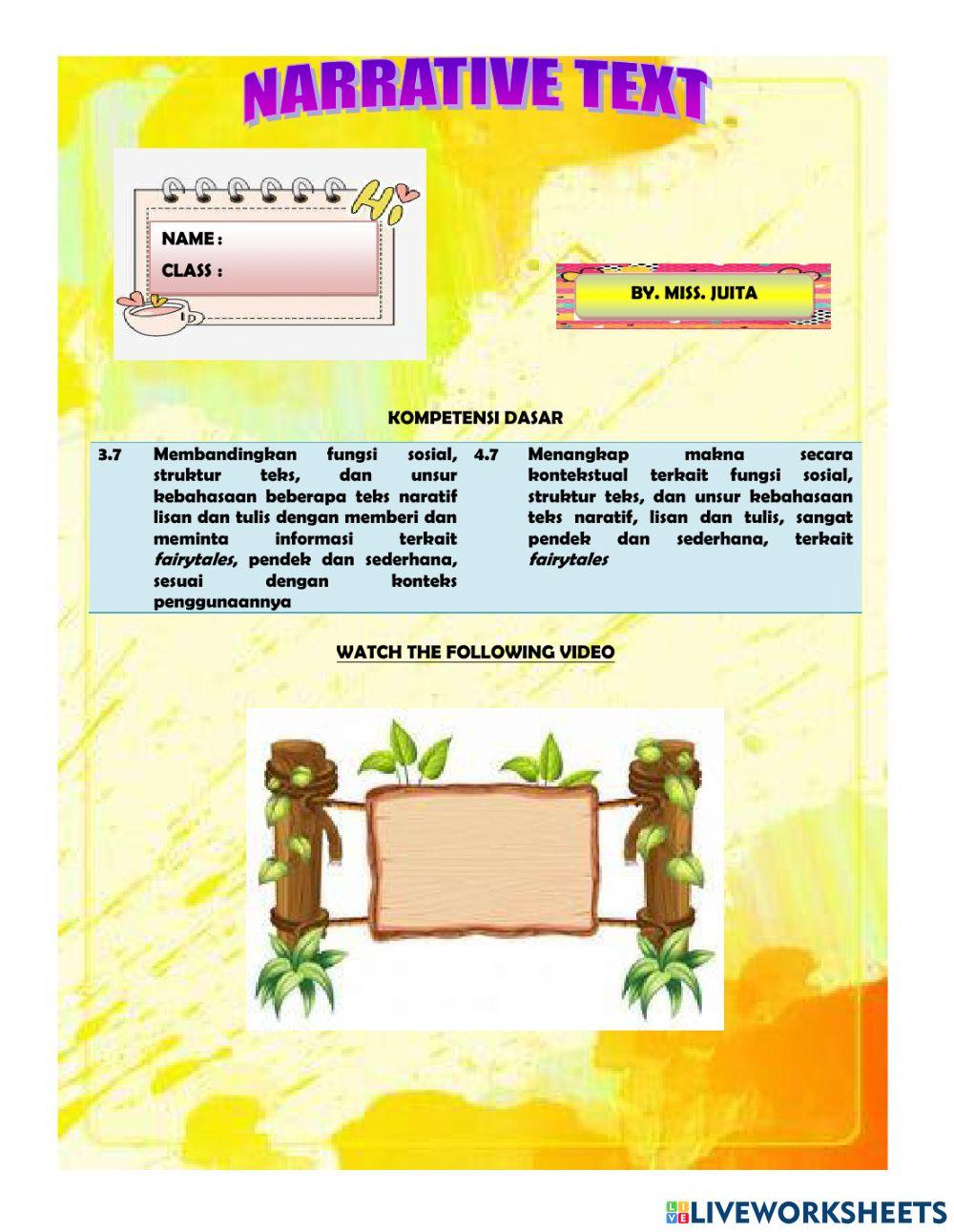 Narrative Text | Free Interactive Worksheets | 856332