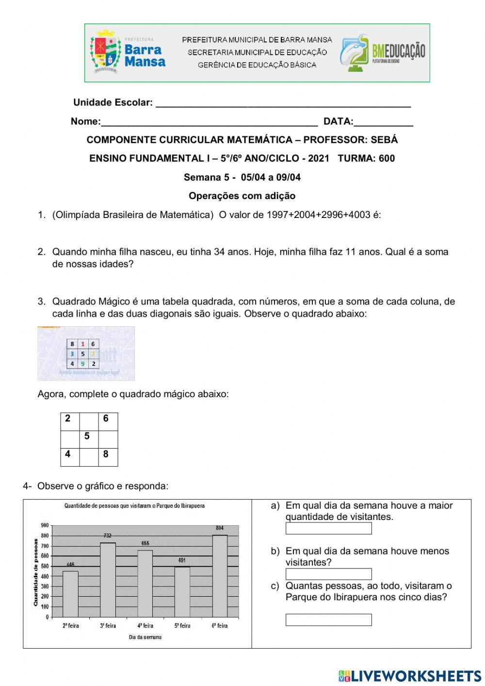 Operações com adição