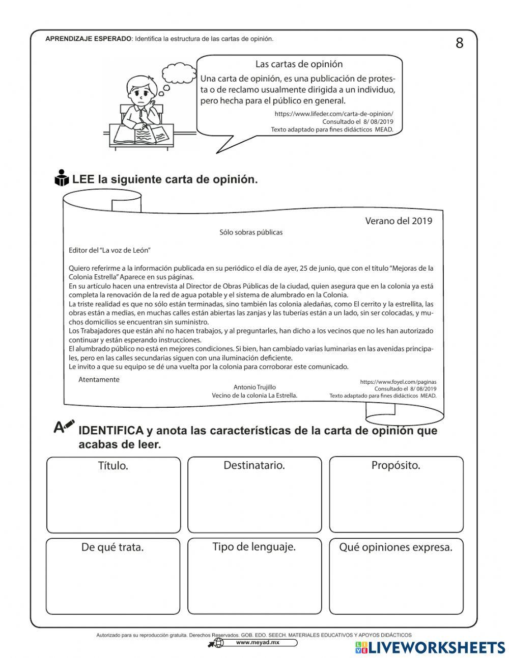 Cartas de opinión