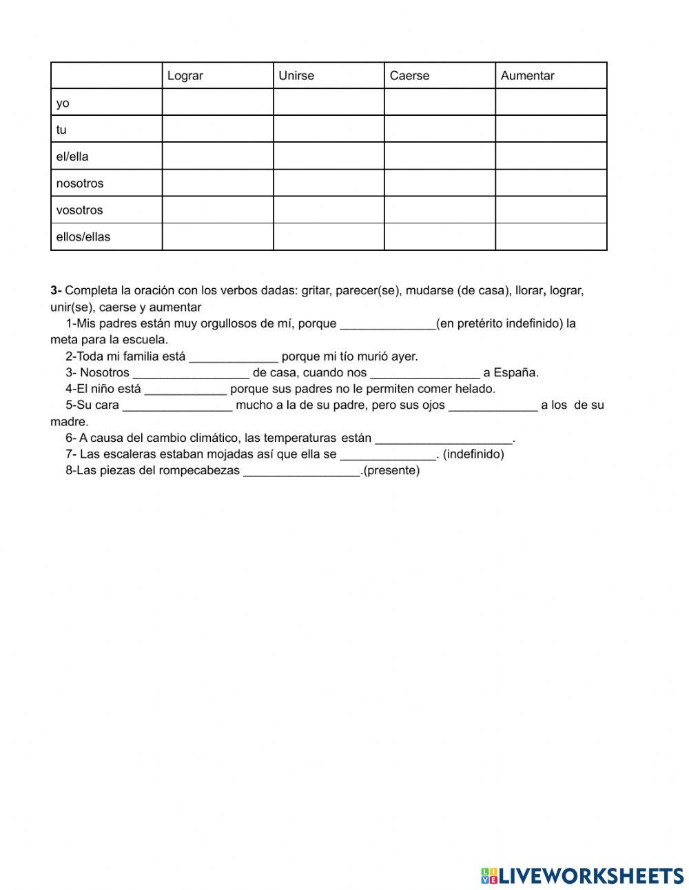 Spanish worksheet-damla