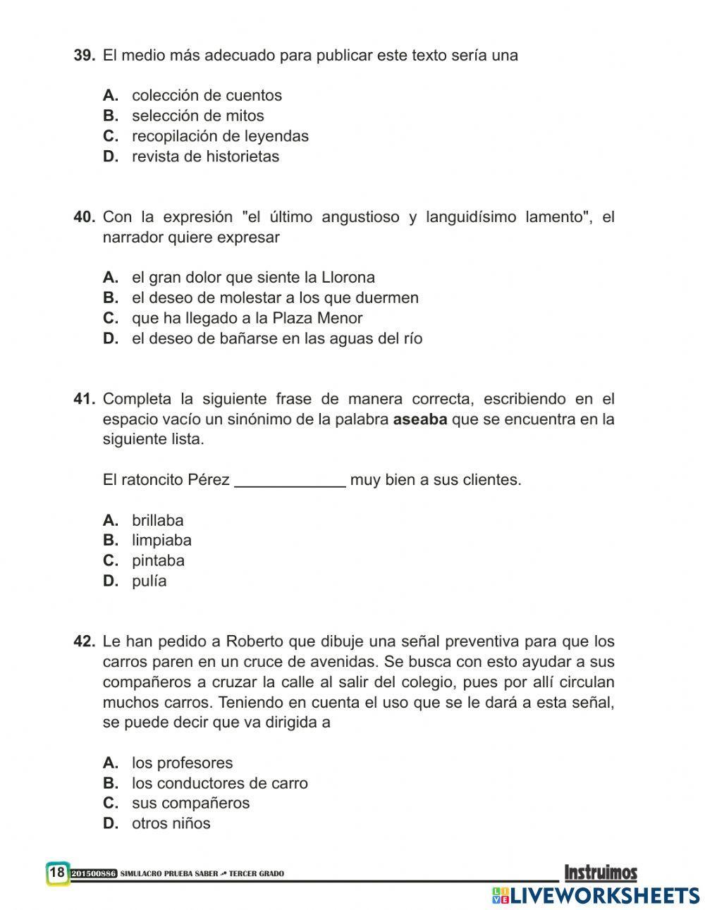 Prueba saber lenguaje