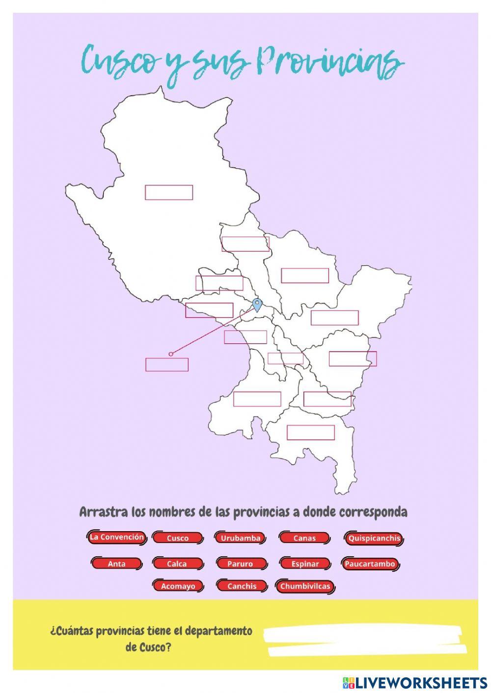 Mapa de Cusco, Provincia y Departamente