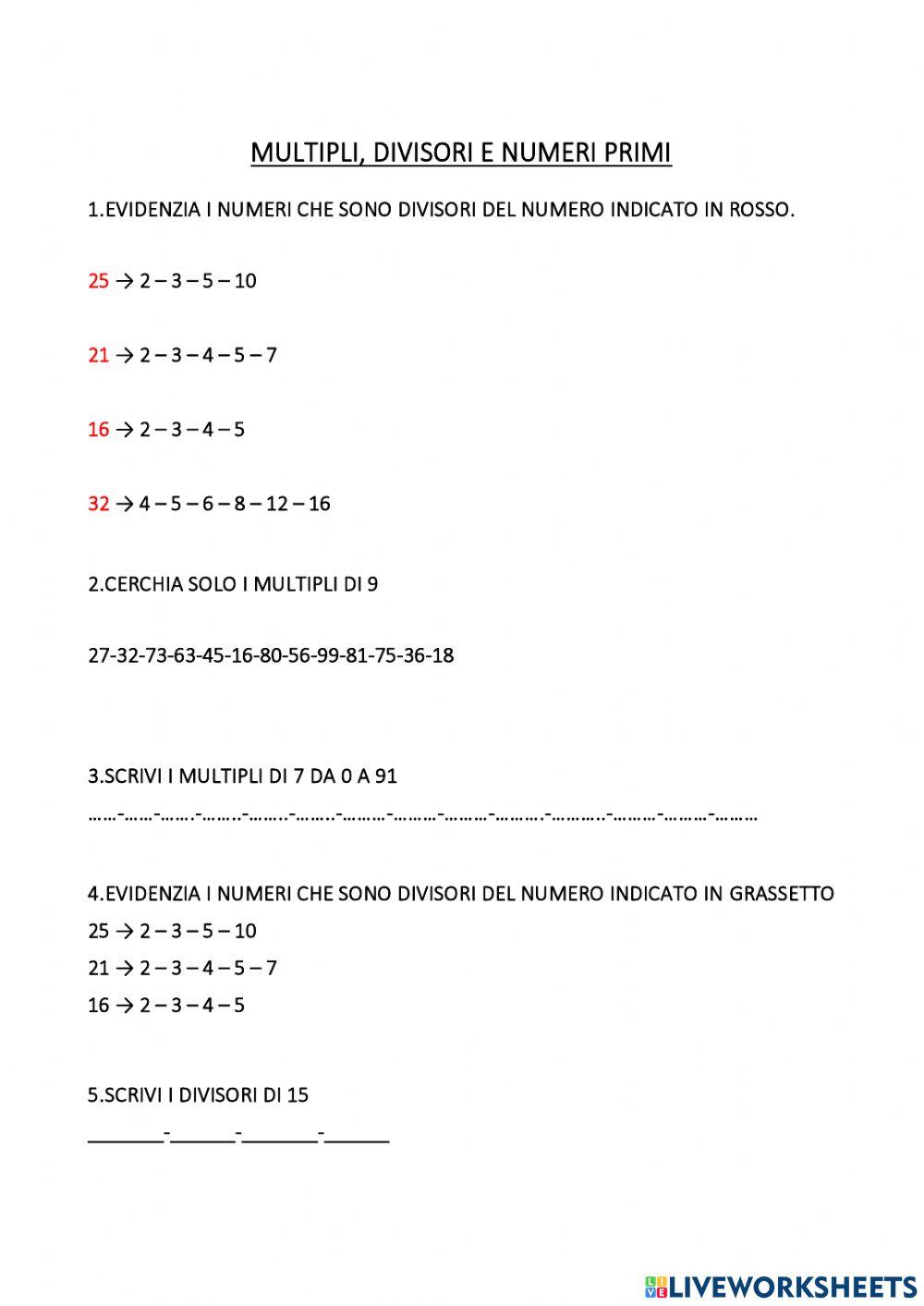 Multipli-divisori-numeri primi