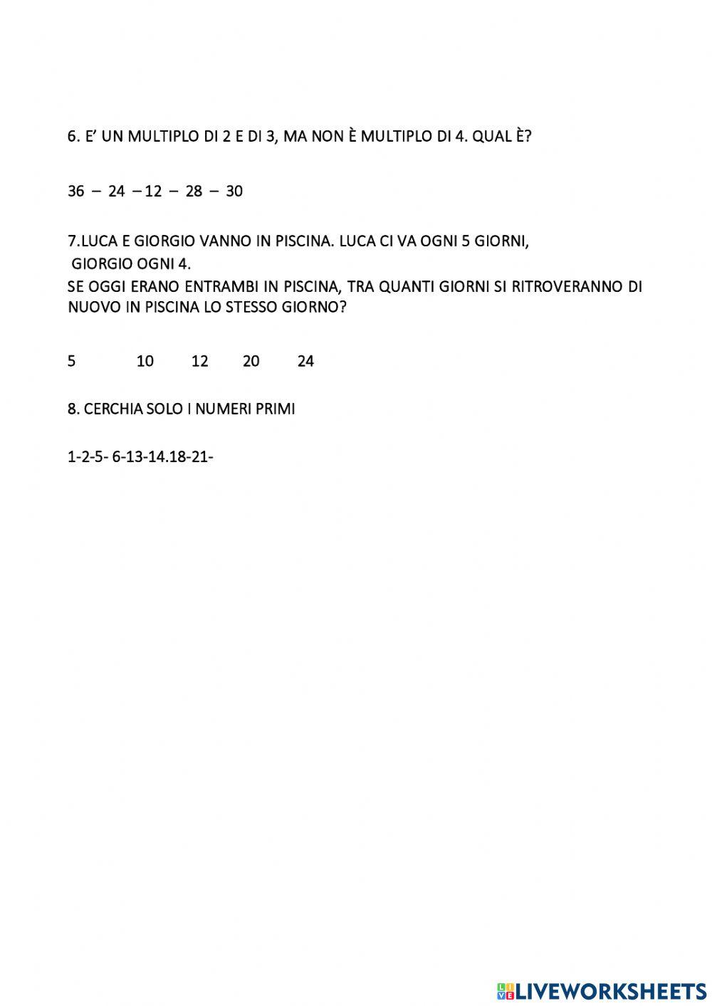 Multipli-divisori-numeri primi