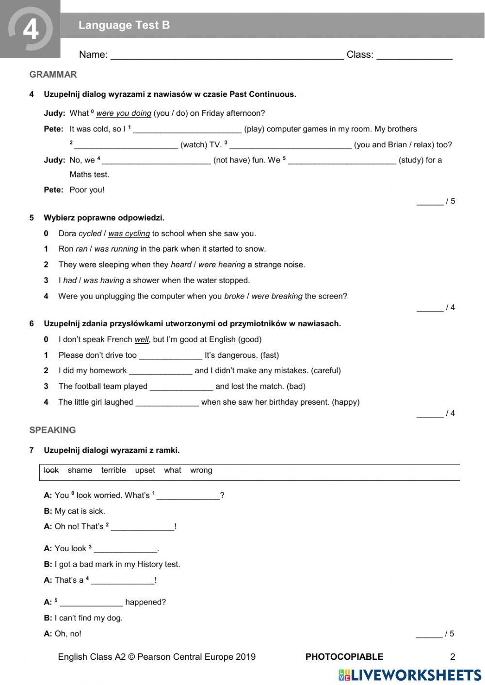 klasa 6-unit 4-language test