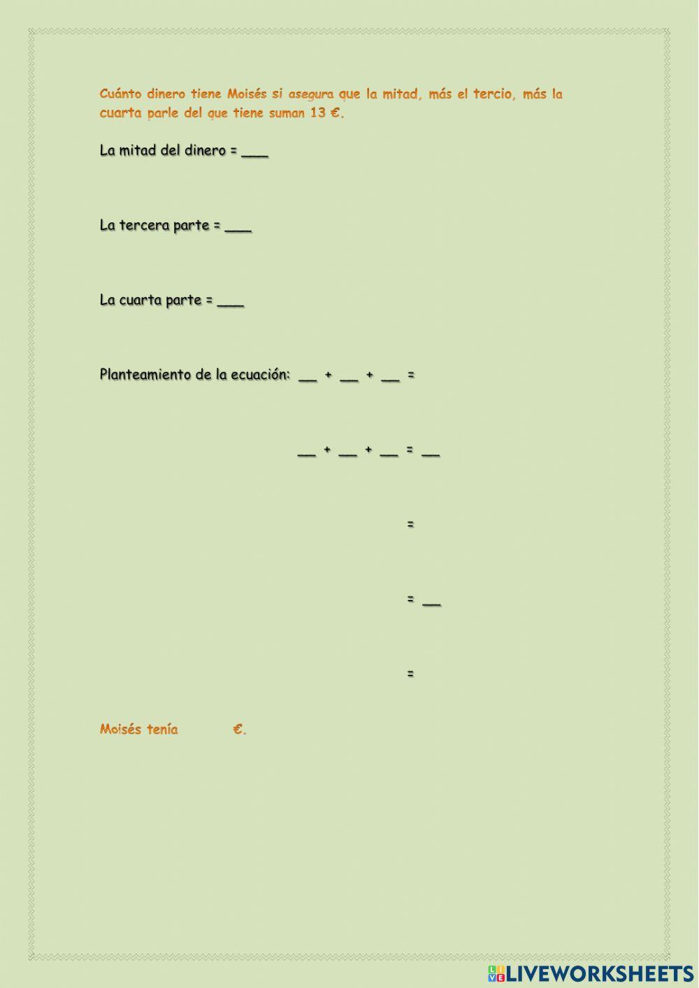 Problemas de ecuaciones