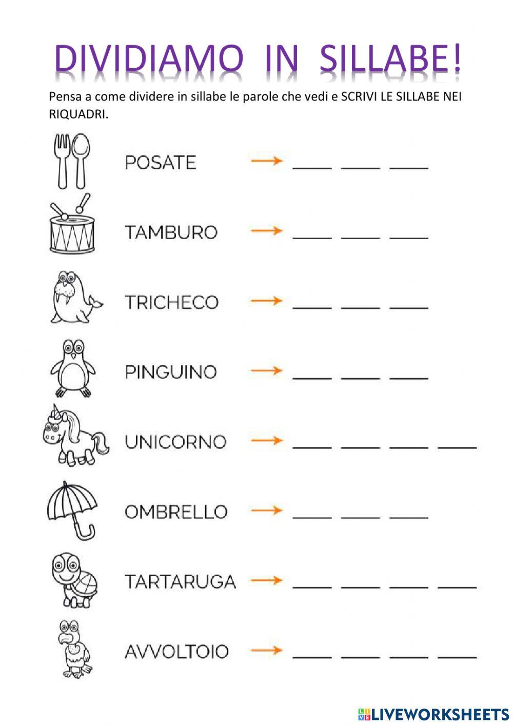 Dividiamo in sillabe