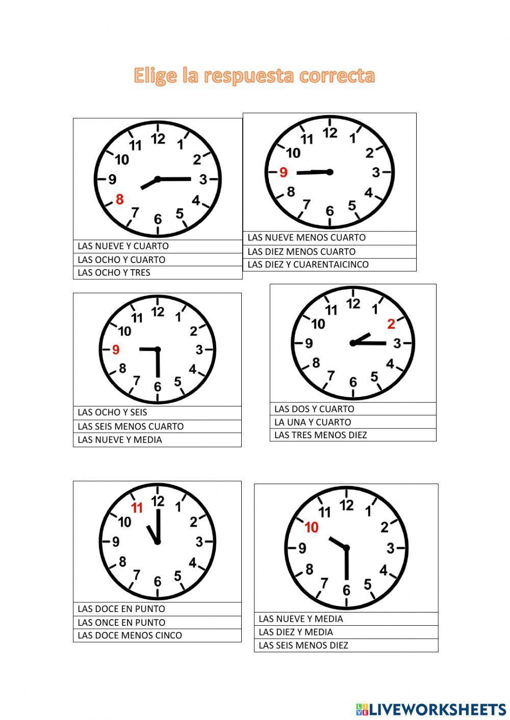 Elige la hora correcta