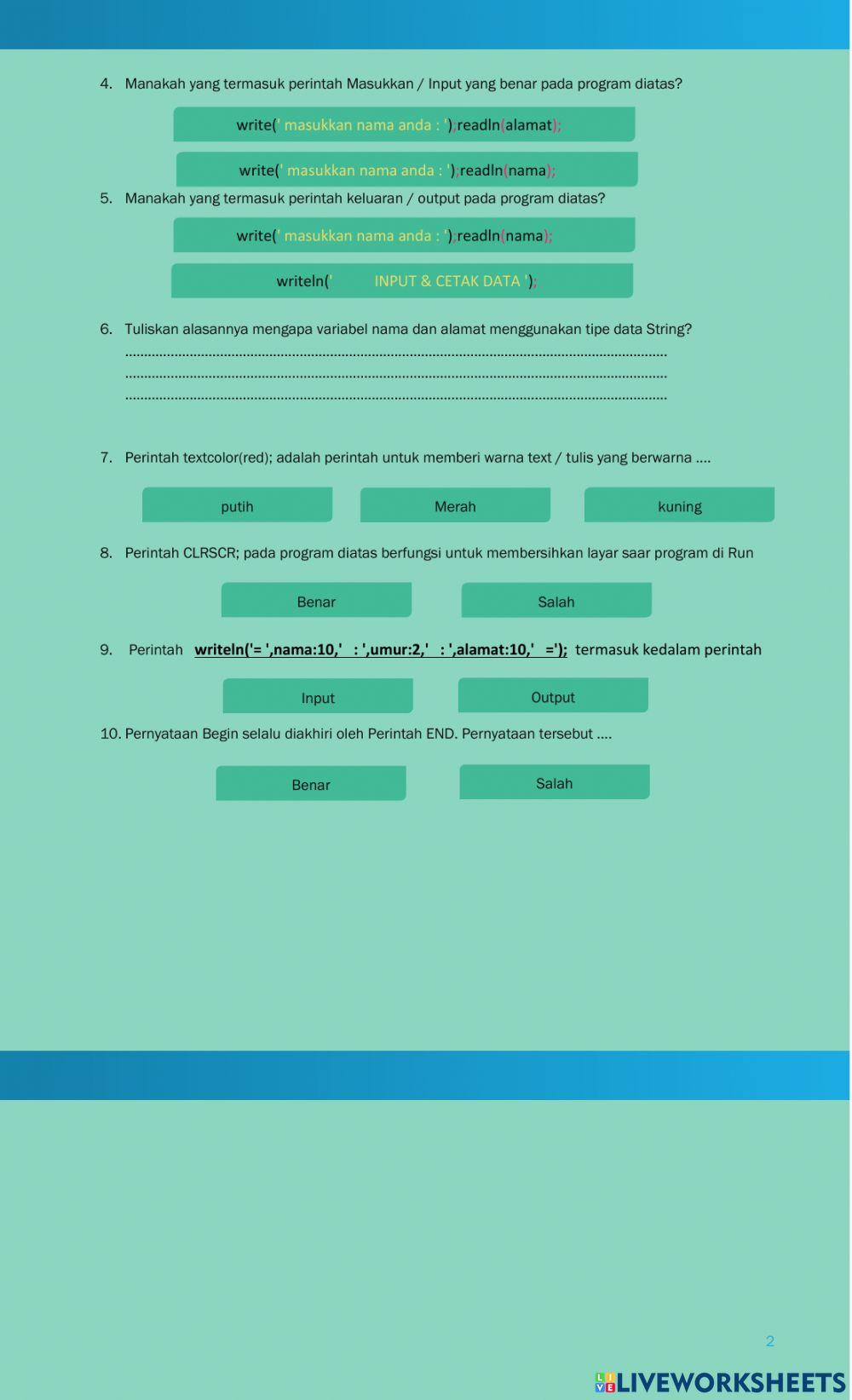 Latihan Program Pascal