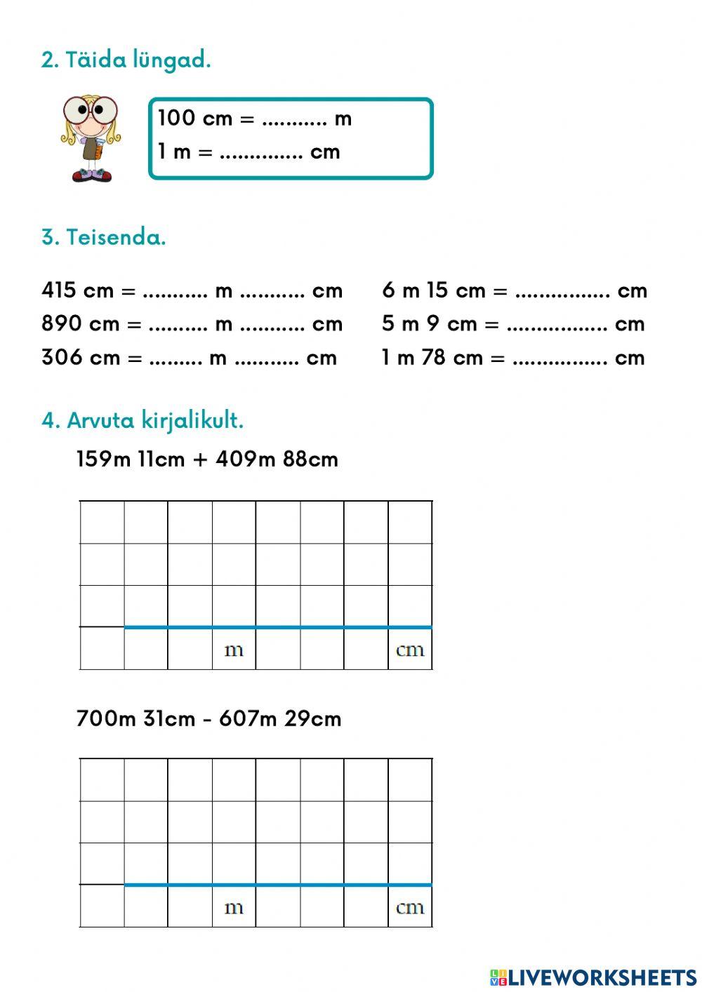 Pikkusühikud (meeter ja sentimeeter)