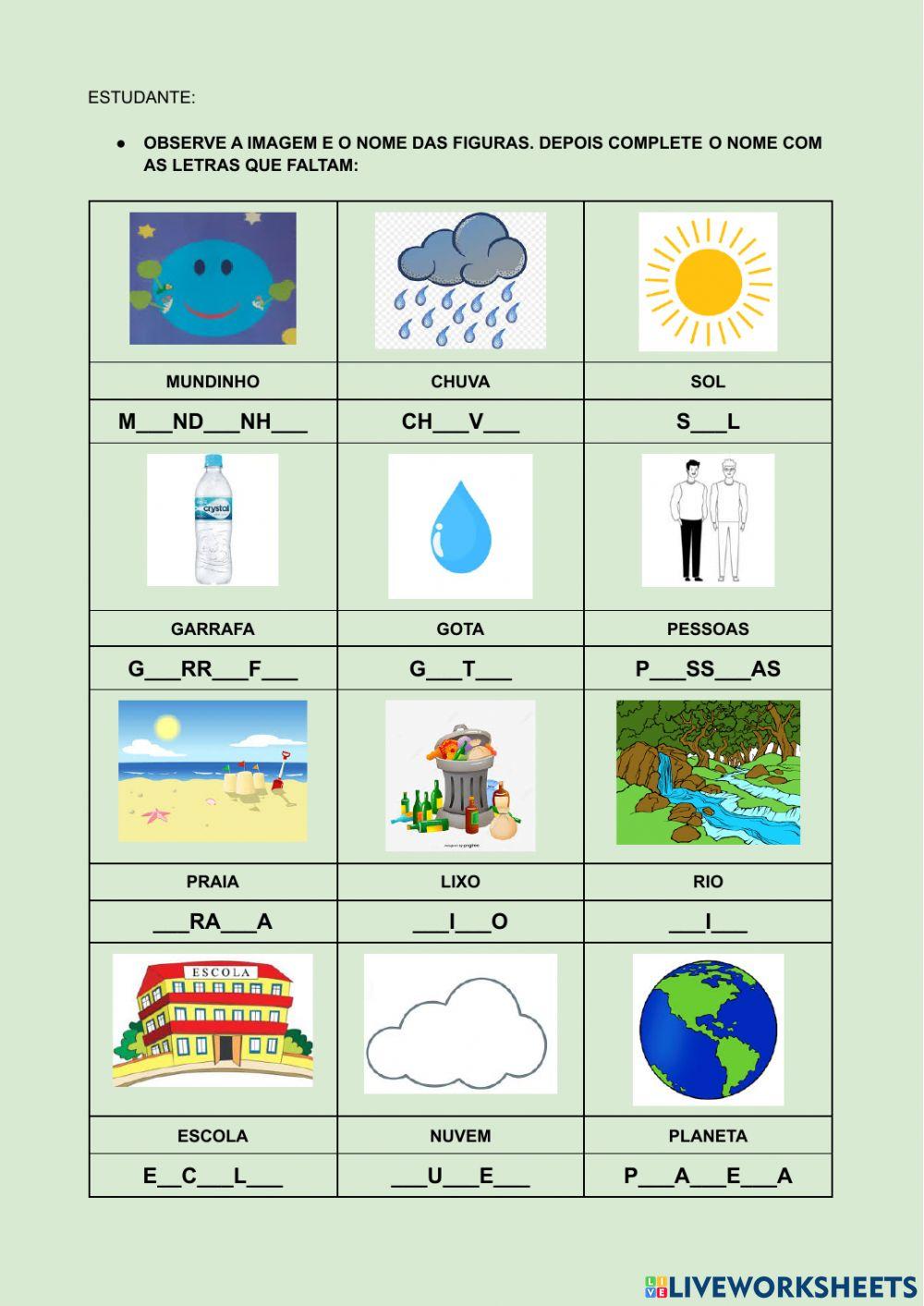 Glossário de palavras do livro Mundinho
