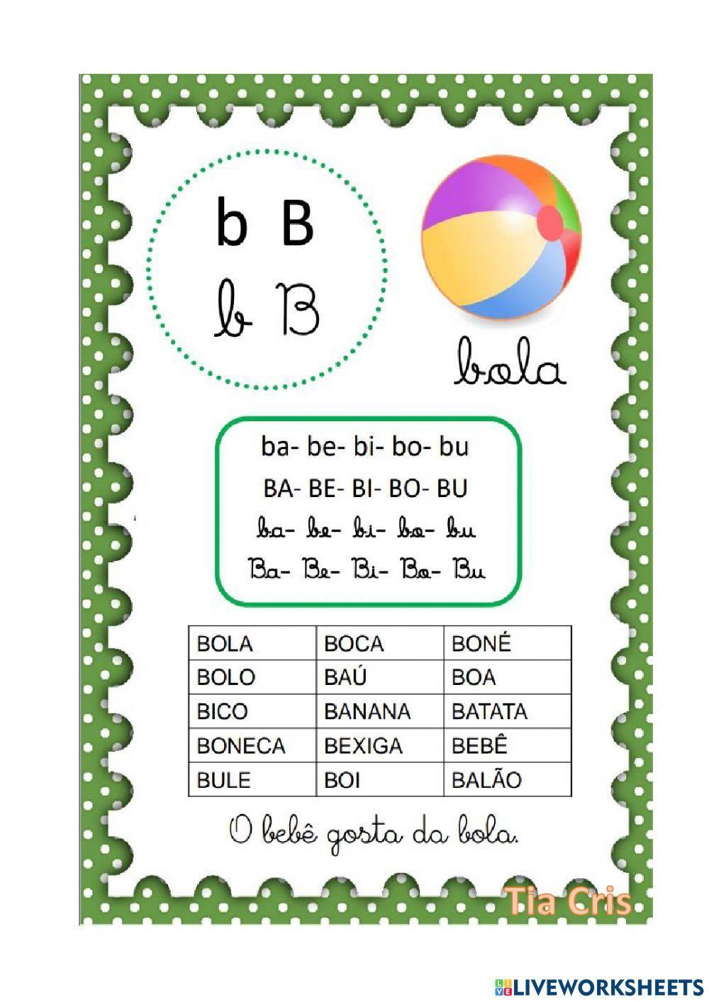 Leitura - Família silábica letra B