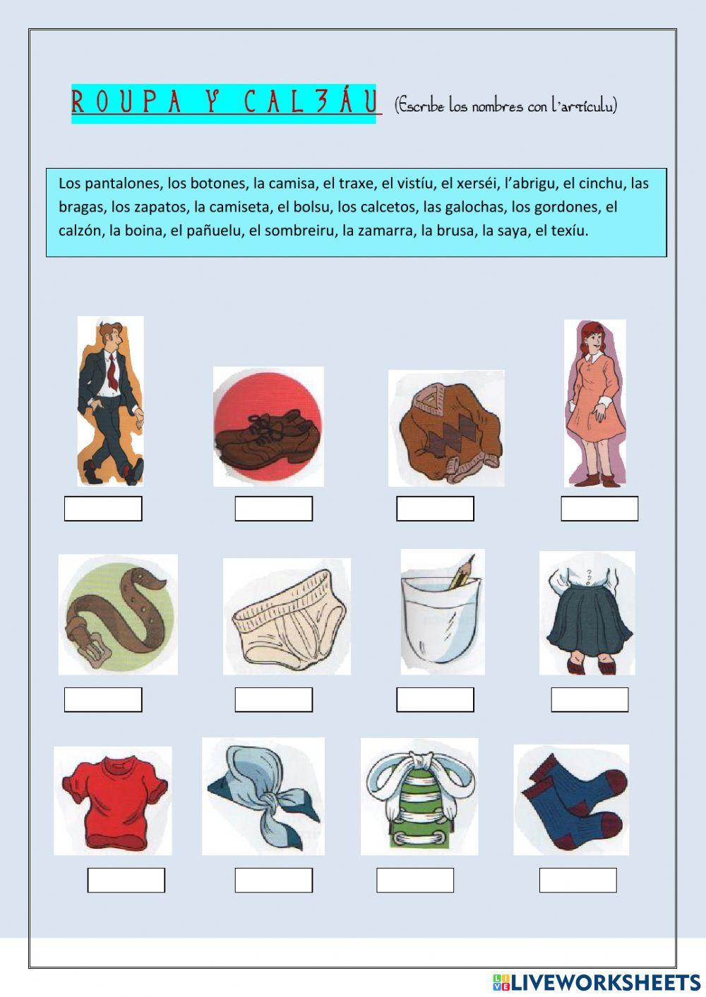 Llionés. ROUPA Y CALZÁU.4º de primaria