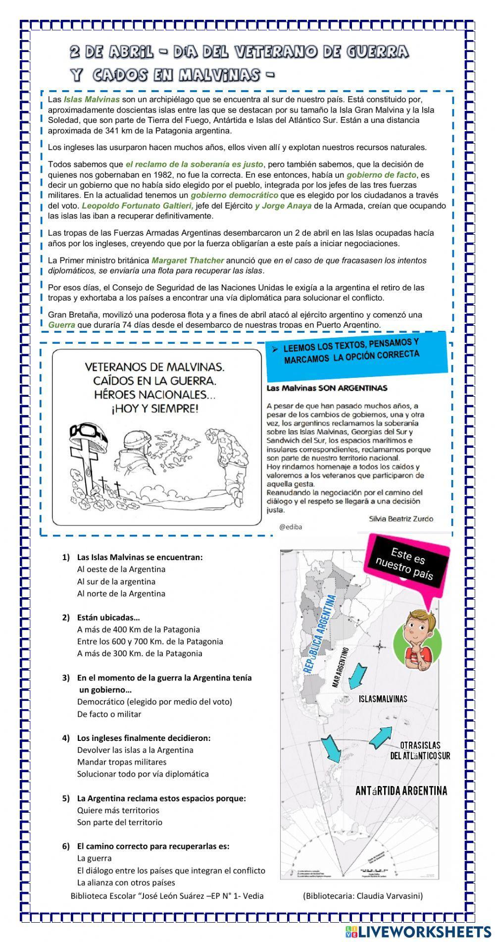 2 de abril Dia del Veterano de Guerra y Caídos en Malvinas