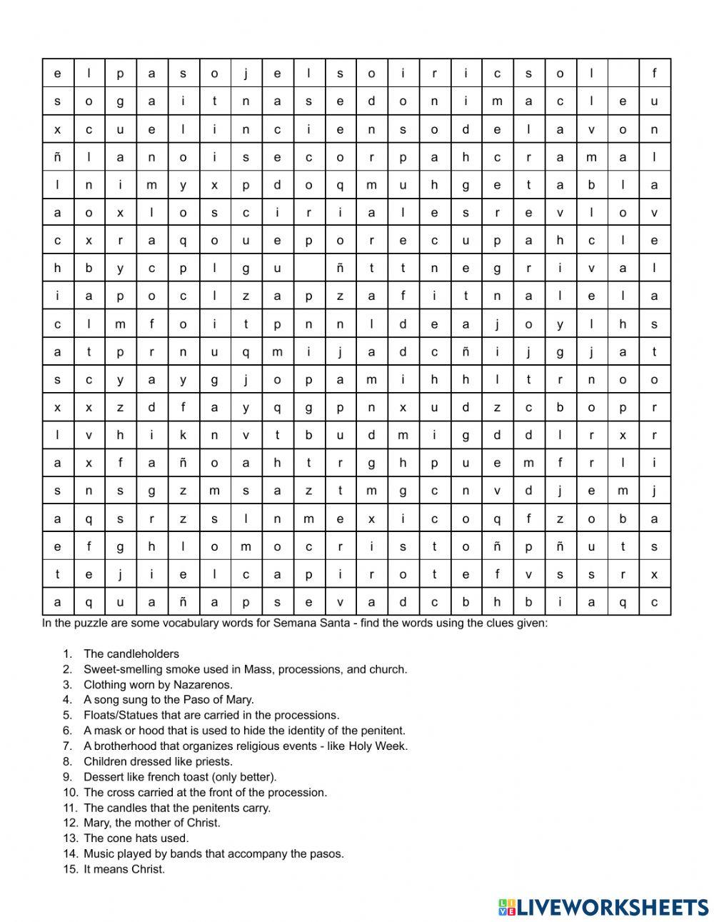 Vocabulario de Semana Santa