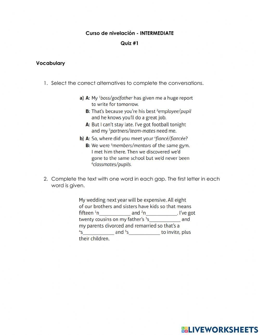 Quiz 1 - Questions and tenses