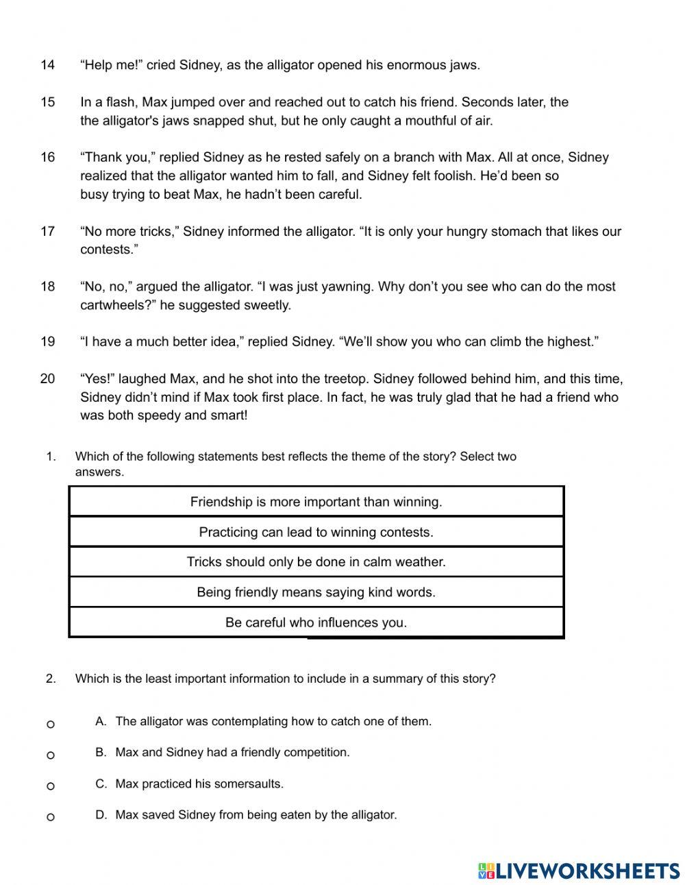 Unit 7 Fiction Assessment