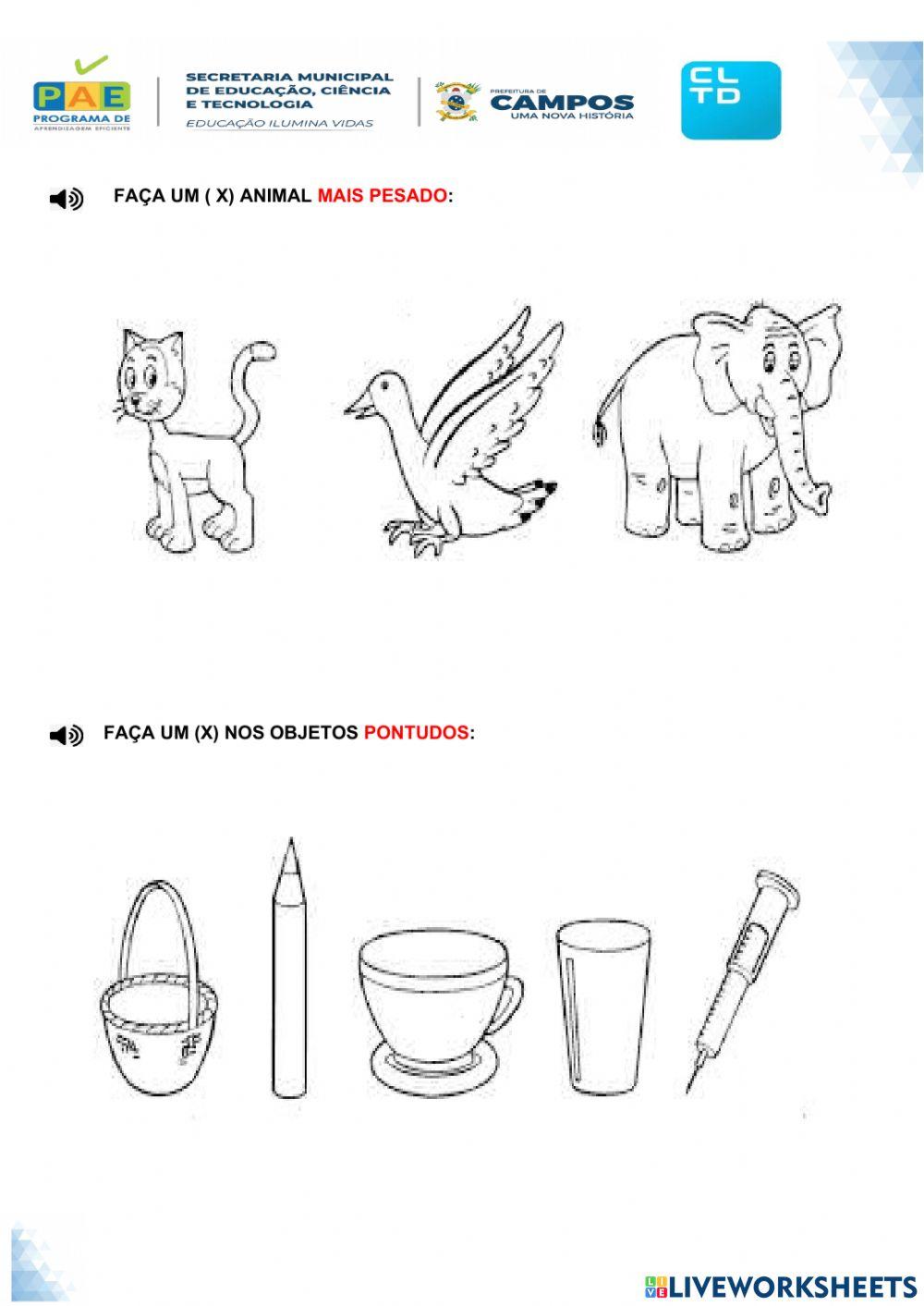 Maior e menor - leve e pesado