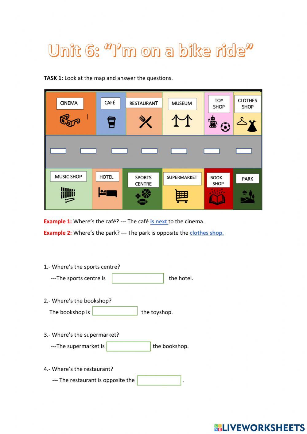 Unit 6- places in town + prepositions.