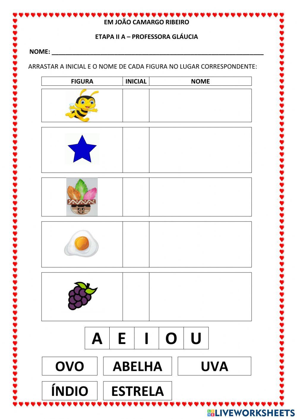 Arrastar inicial e Nome da Figura