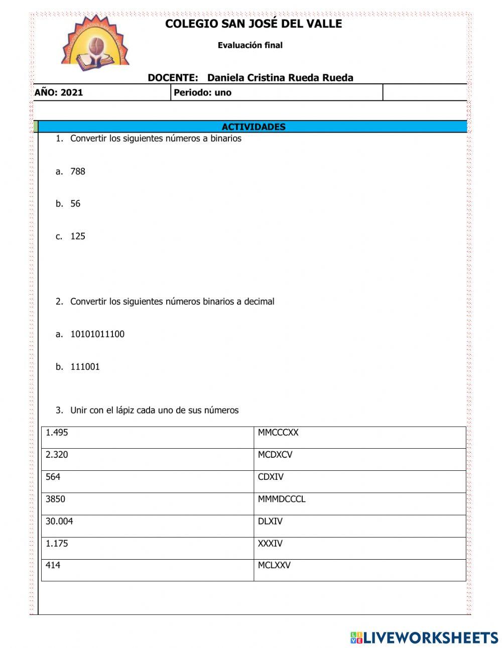 Evaluación de conocimientos