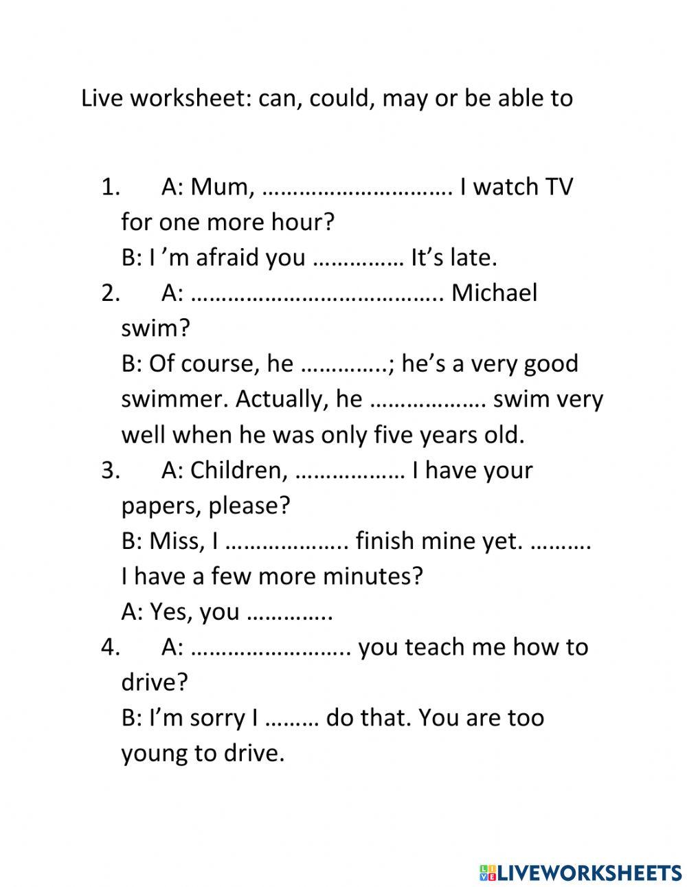 Can, could, may, be able to