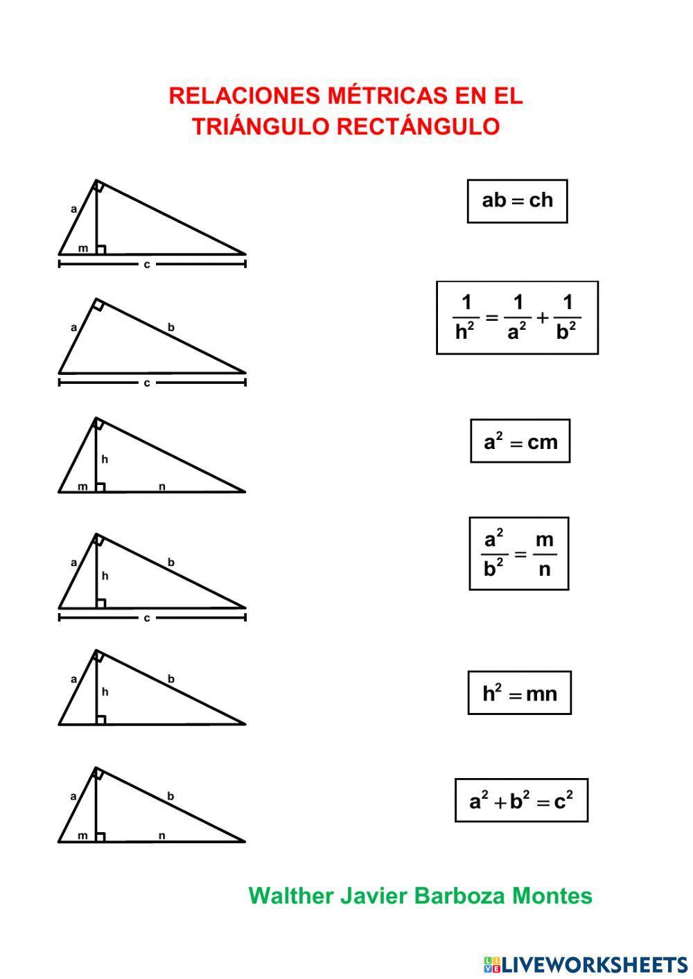 Relaciones Métricas en el Triángulo Rectángulo I