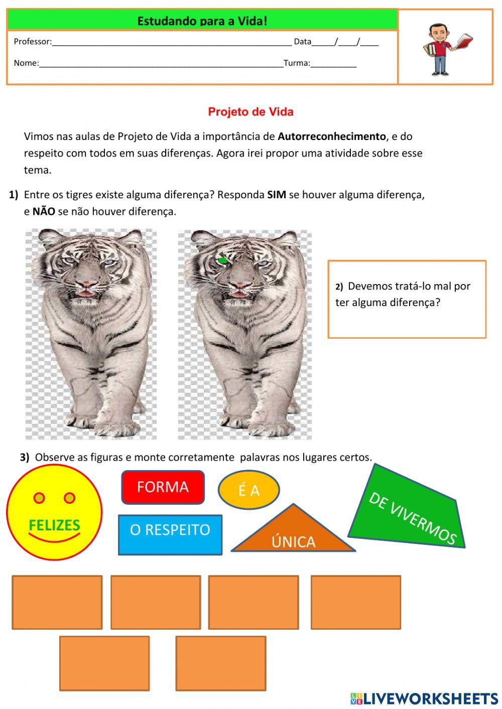 Atividade sobre o Autorreconhecimento e respeito