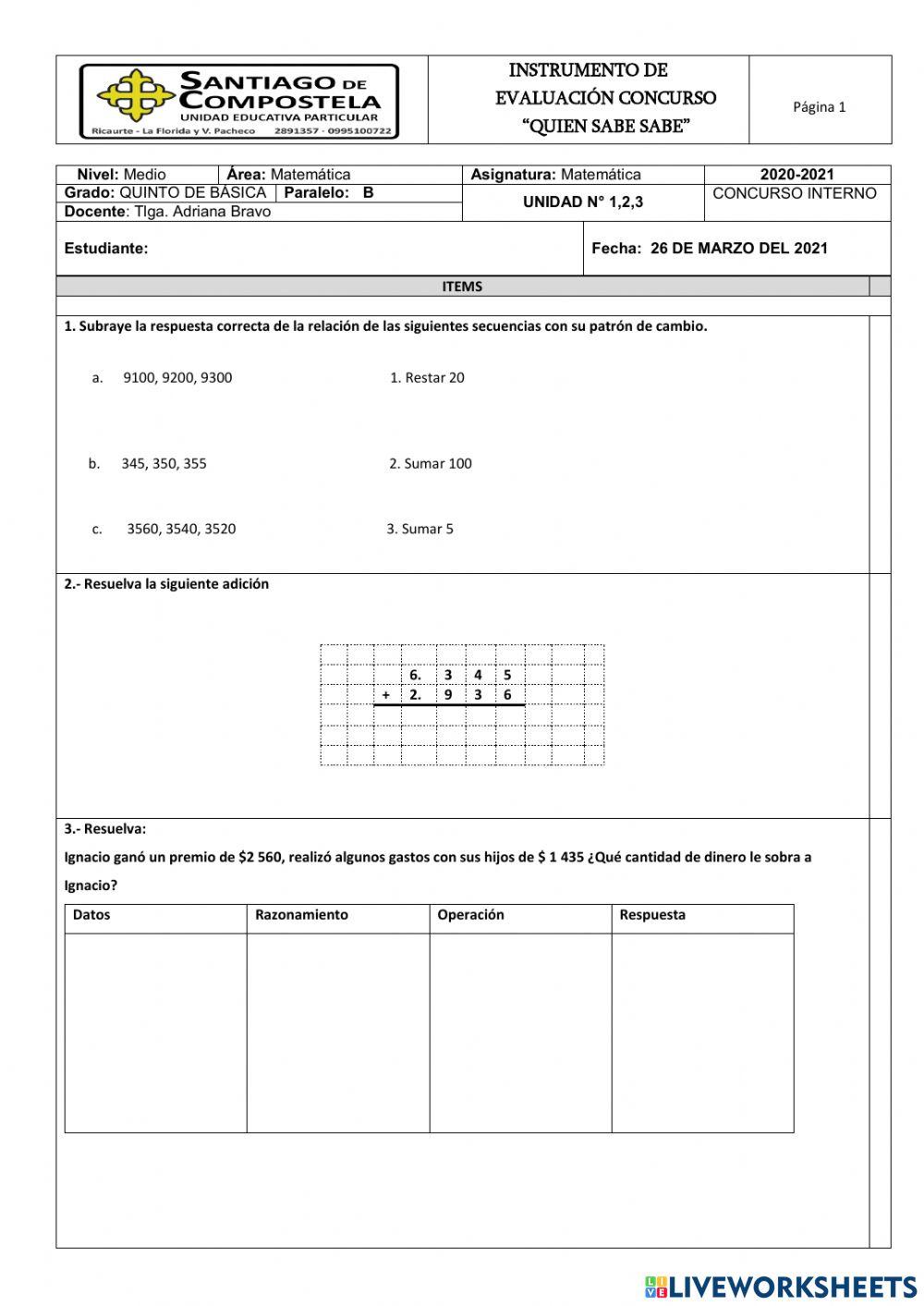 Concurso interno de matemática