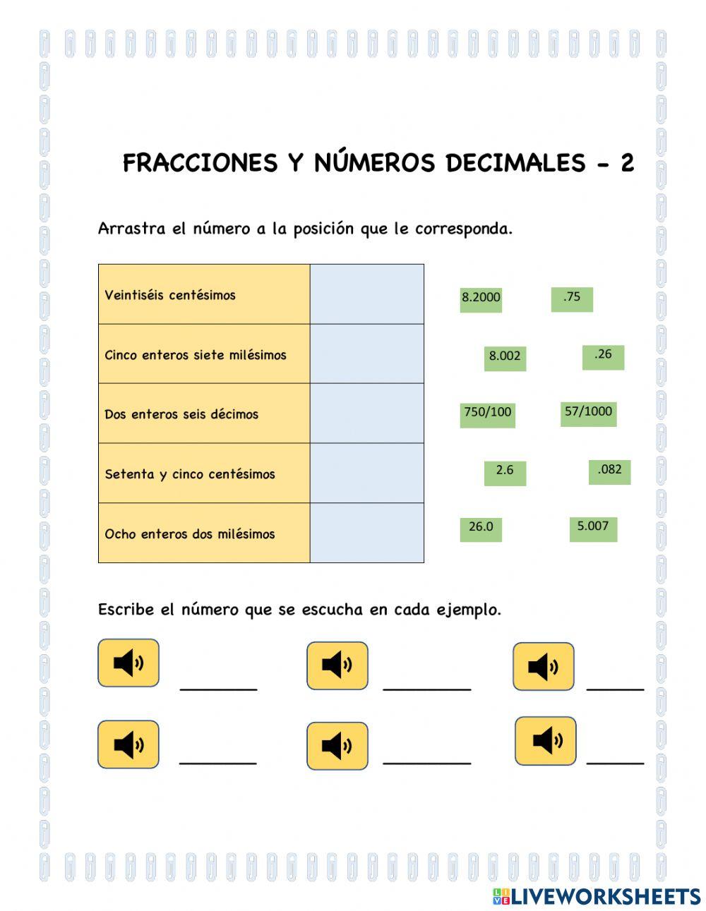 Fracciones y decimales - 2