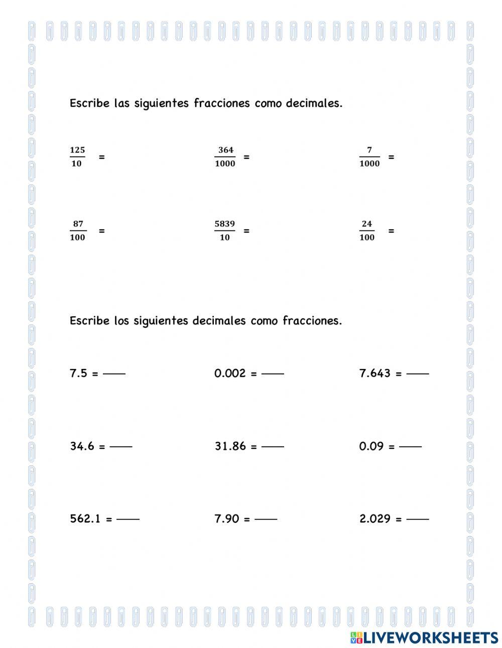 Fracciones y decimales - 2