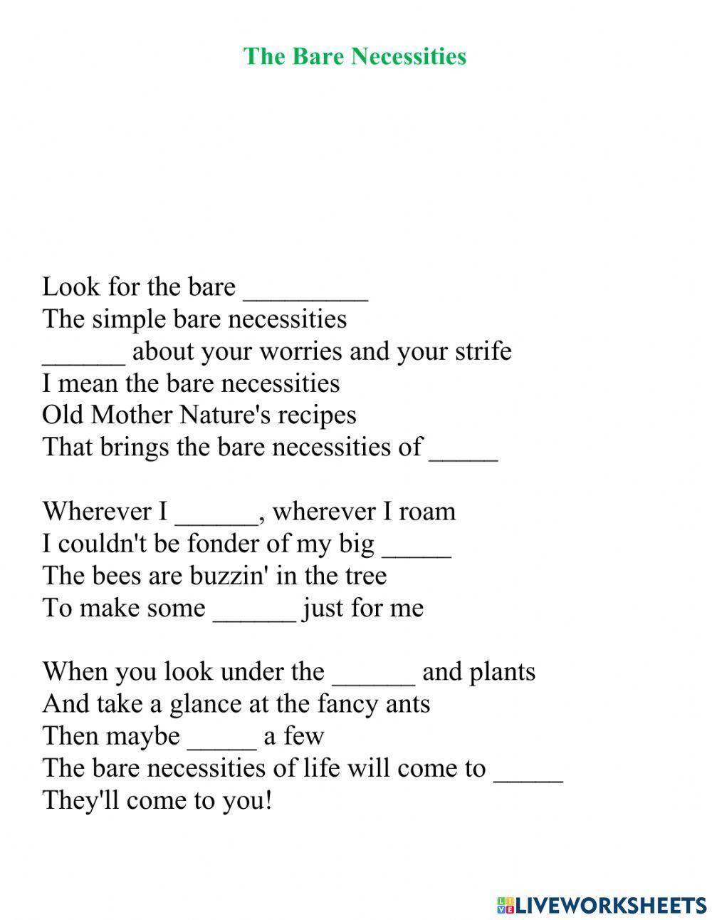 The Bare Necessities