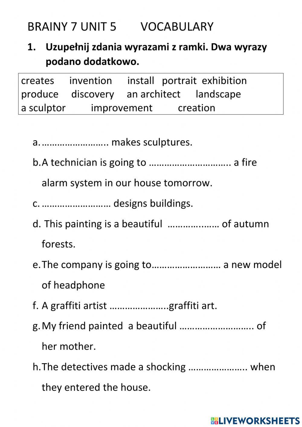 Brainy 7 unit 5 vocabulary